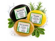 Kit 3x Sabonetes Glicerinados Originais (60g cada): Enxofre, Erva-de-Bicho e Barbatimão.